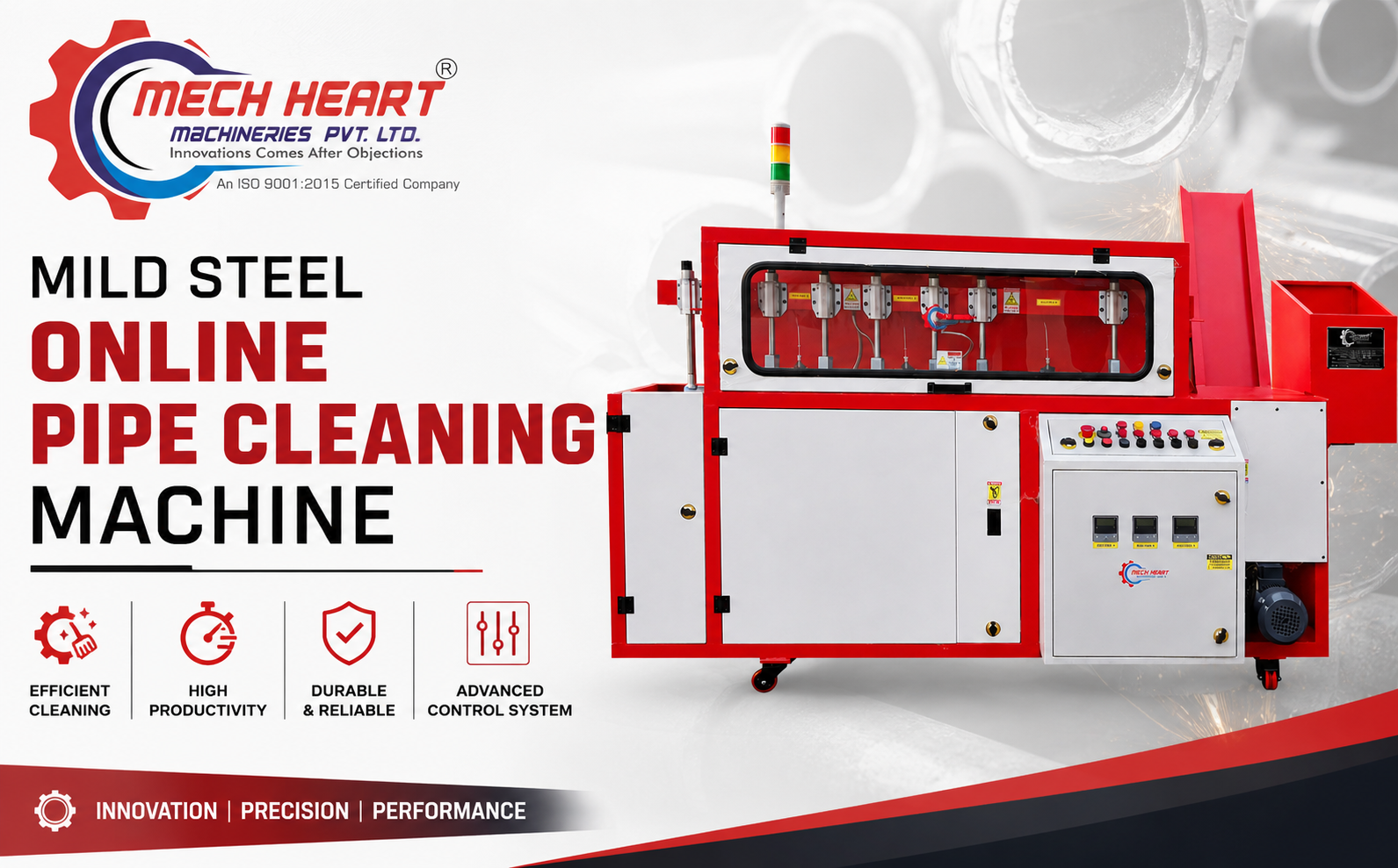 Mild Steel ONLINE PIPE CLEANING MACHINE