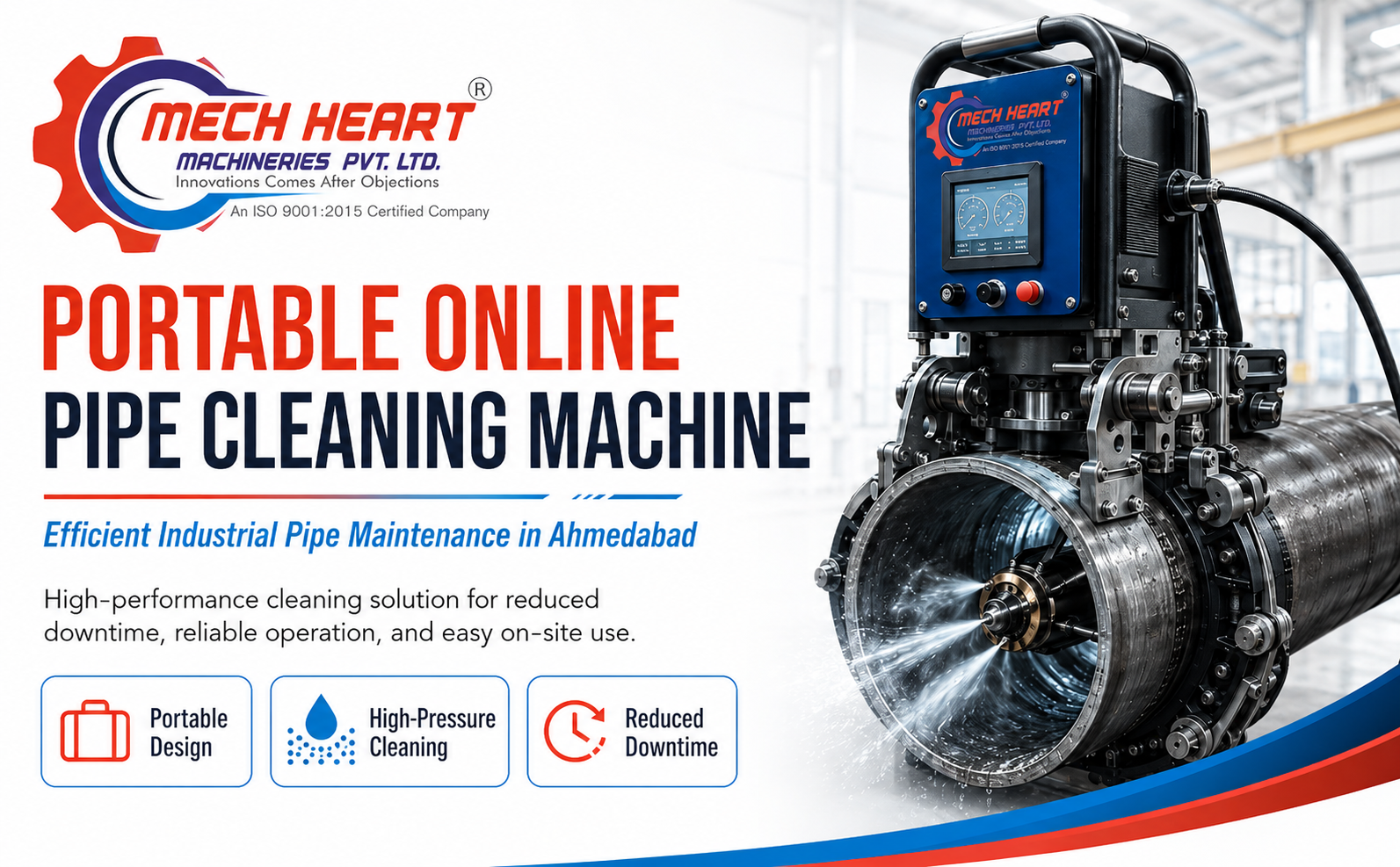 Portable ONLINE PIPE CLEANING MACHINE